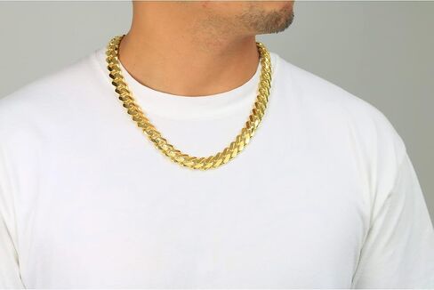 Nuragold 14k الذهب الأصفر 13mm Royal Monaco Miami Cuban Link Chain Necklace، مجوهرات رجالي فاخرة مشبك صندوق 20 بوصة 22 بوصة 24 بوصة 26 بوصة 28 بوصة 30 بوصة in Kuwait