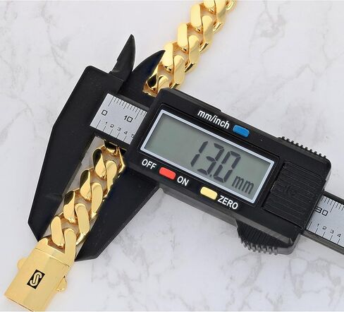 Nuragold 14k الذهب الأصفر 13mm Royal Monaco Miami Cuban Link Chain Necklace، مجوهرات رجالي فاخرة مشبك صندوق 20 بوصة 22 بوصة 24 بوصة 26 بوصة 28 بوصة 30 بوصة in Kuwait