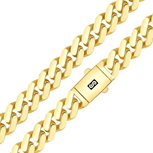 Nuragold 14k الذهب الأصفر 13mm Royal Monaco Miami Cuban Link Chain Necklace، مجوهرات رجالي فاخرة مشبك صندوق 20 بوصة 22 بوصة 24 بوصة 26 بوصة 28 بوصة 30 بوصة in Kuwait