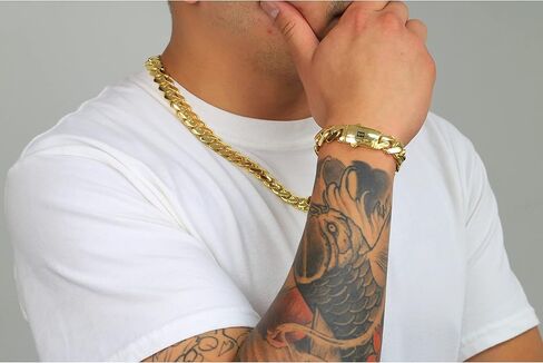 Nuragold 14k الذهب الأصفر 13mm Royal Monaco Miami Cuban Link Chain Necklace، مجوهرات رجالي فاخرة مشبك صندوق 20 بوصة 22 بوصة 24 بوصة 26 بوصة 28 بوصة 30 بوصة in Kuwait