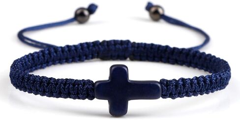 Handmade Colorful Braided Rope Cross Lucky Protection Pray String Bracelet Inspirational Religious Christian Friendship Couple Adjustable Wrist Jewelry for Women Men in Saudi Arabia