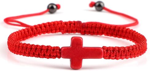 Handmade Colorful Braided Rope Cross Lucky Protection Pray String Bracelet Inspirational Religious Christian Friendship Couple Adjustable Wrist Jewelry for Women Men in Saudi Arabia