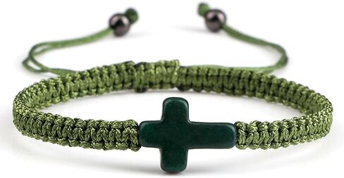 Handmade Colorful Braided Rope Cross Lucky Protection Pray String Bracelet Inspirational Religious Christian Friendship Couple Adjustable Wrist Jewelry for Women Men in Saudi Arabia
