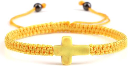 Handmade Colorful Braided Rope Cross Lucky Protection Pray String Bracelet Inspirational Religious Christian Friendship Couple Adjustable Wrist Jewelry for Women Men in Saudi Arabia