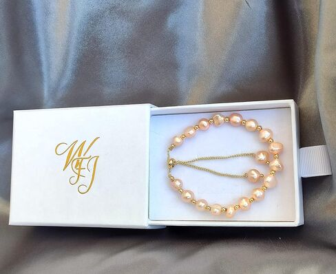 Pearl Bracelet For Women - Natural Handpicked Pearl Adjustable 18k Gold Plated Chain Bracelets Delicate Vintage Jewelry Gifts for Mom Women Girls in Saudi Arabia