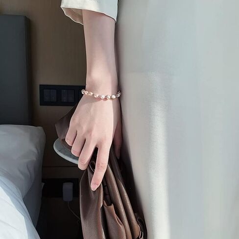 Pearl Bracelet For Women - Natural Handpicked Pearl Adjustable 18k Gold Plated Chain Bracelets Delicate Vintage Jewelry Gifts for Mom Women Girls in Saudi Arabia