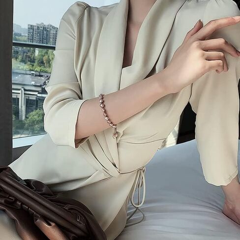 Pearl Bracelet For Women - Natural Handpicked Pearl Adjustable 18k Gold Plated Chain Bracelets Delicate Vintage Jewelry Gifts for Mom Women Girls in Saudi Arabia