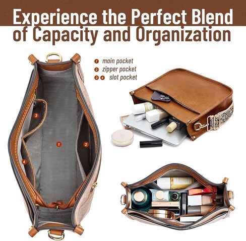 WOOMADA Hobo Handbag for Women Vegan Leather Crossbody Bags Trendy Shoulder Bag with 2 Adjustable Strap in Kuwait