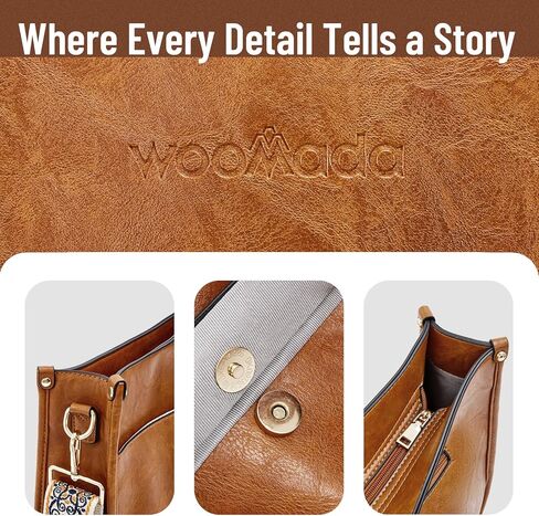 WOOMADA Hobo Handbag for Women Vegan Leather Crossbody Bags Trendy Shoulder Bag with 2 Adjustable Strap in Kuwait