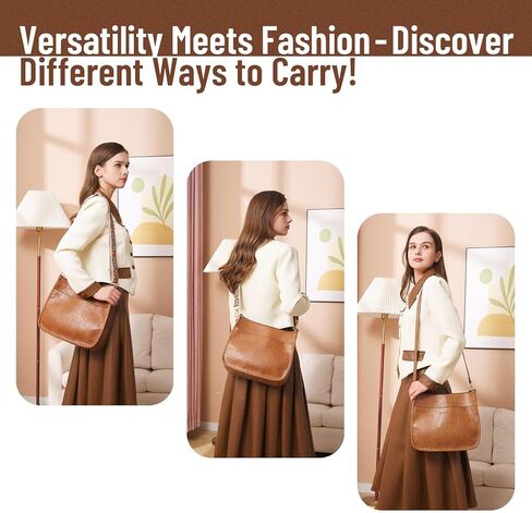 WOOMADA Hobo Handbag for Women Vegan Leather Crossbody Bags Trendy Shoulder Bag with 2 Adjustable Strap in Kuwait