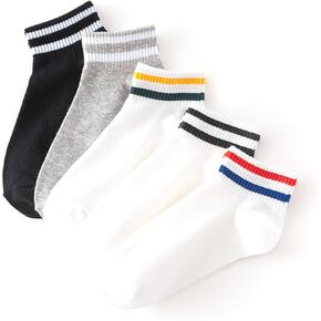 WAIKAS [5 Pairs Pack Women's Ankle Socks, Elastic Cotton Socks for Women, Common Size, Each Color 1 Piece, white, 13 in Kuwait