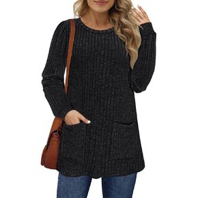 RITERA Plus Size Tops For Women Lightweight Sweater Round Neck Long Sleeve Shirts Tunic Fall Blouse in Kuwait