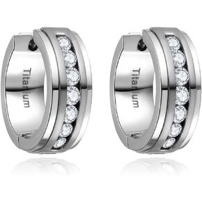 G23 Titanium Hoop Huggie Earrings for Sensitive Ears, Pure Titanium CZ Earrings for Men Women in Kuwait