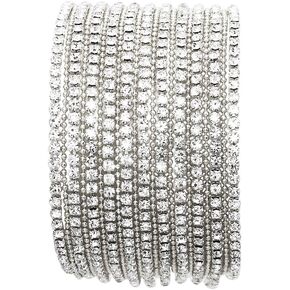 Rosemarie Collections Women's Exquisite 11 Strand Rhinestone Crystal Statement Formal Wear Bracelet, 6"+2.5" Extender