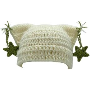 Ponitrack Crochet Hats for Women Star Cat Beanie Vintage Beanies Women Grunge Accessories Slouchy Beanies for Women