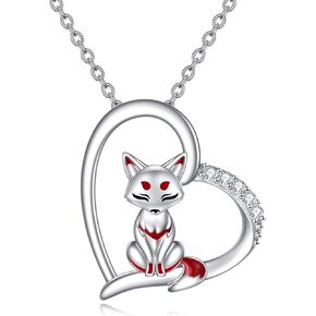 LUHE Animal Heart Necklace Sterling Silver Panda/Horse/Pig/Highland Cow/Axolotl/Fox/Elephant/Lion/Dragonfly/Flamingo/Koala Bear/Sloth/Frog Necklace Animal Jewelry Gifts for Women Girls in Saudi Arabia