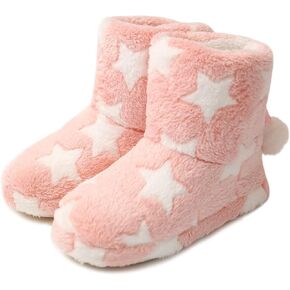 Solaud Slipper Boots for Womens,Winter Warm Plush Lining House Shoes Booty Slippers With Pom Poms, Booties Slippers for Women Indoor