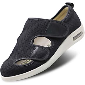 Women Diabetic Shoes, Adjustable Edema Comfy Sandal, Extra Wide Walking Memory Foam Slippers Closed Toe Easy On/Off for Elderly Swollen Bandaged Feet Indoor/Outdoor