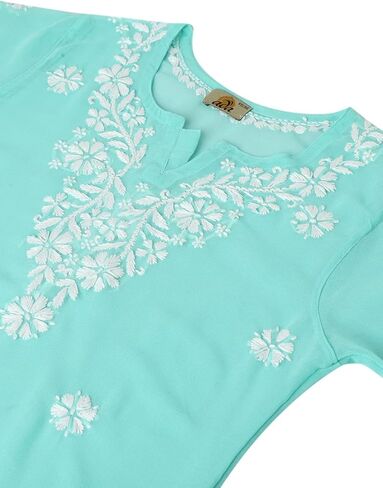 Ada Indian Hand Embroidered Chikankari Women's Georgette Kurti Top Tunic Shirt with inner A911300 in Kuwait