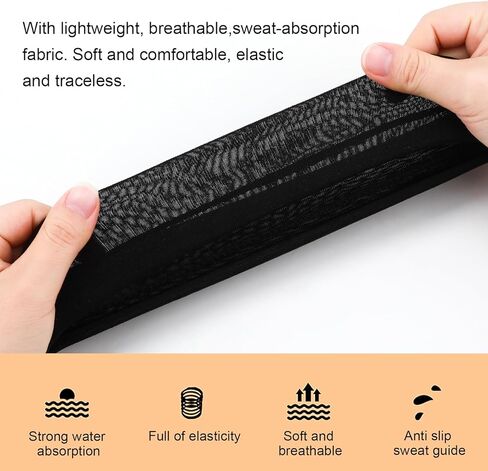 8pcs Cloth Headbands for Women Men Fashion Workout Headbands Non Slip Sports Headband Pure Color Elastic Head Bands Sweat-Absorbent Outdoor Running Mens Headbands(Black, White, Light/Deep Grey) in Kuwait