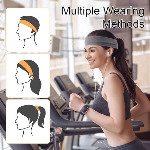 8pcs Cloth Headbands for Women Men Fashion Workout Headbands Non Slip Sports Headband Pure Color Elastic Head Bands Sweat-Absorbent Outdoor Running Mens Headbands(Black, White, Light/Deep Grey) in Kuwait