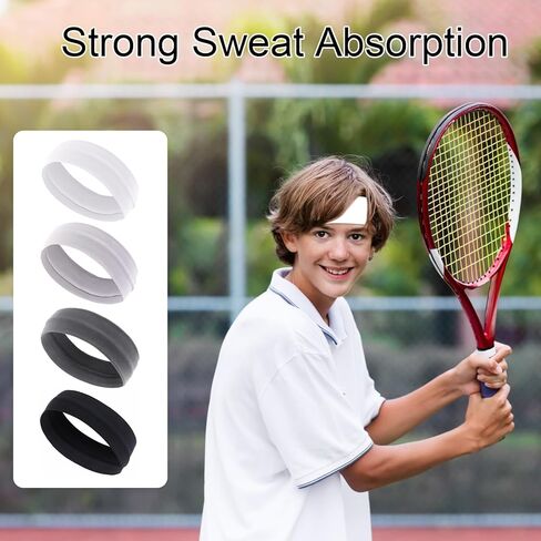 8pcs Cloth Headbands for Women Men Fashion Workout Headbands Non Slip Sports Headband Pure Color Elastic Head Bands Sweat-Absorbent Outdoor Running Mens Headbands(Black, White, Light/Deep Grey) in Kuwait