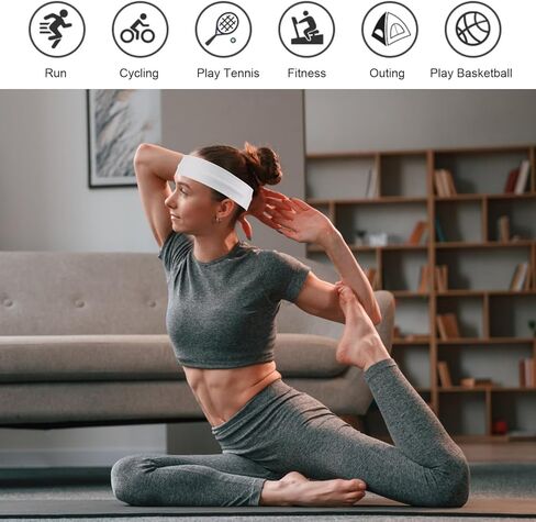 8pcs Cloth Headbands for Women Men Fashion Workout Headbands Non Slip Sports Headband Pure Color Elastic Head Bands Sweat-Absorbent Outdoor Running Mens Headbands(Black, White, Light/Deep Grey) in Kuwait