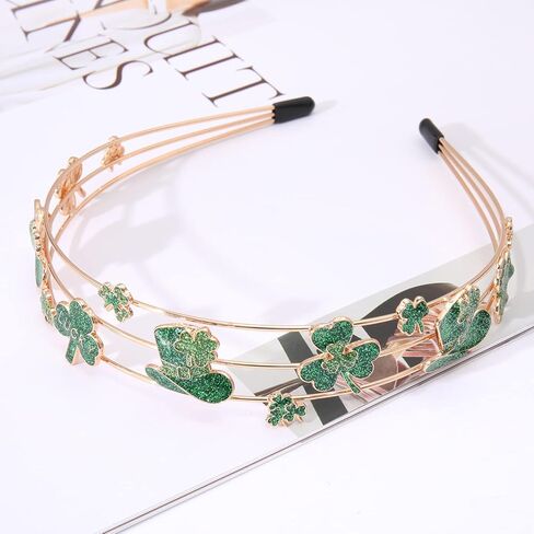 عصابة رأس يوم القديس باتريك من boderier باللون الأخضر، عصابة رأس شامروك باللون الأخضر، عصابة رأس للعطلات الأيرلندية للنساء والفتيات (نبات النفل الأيرلندي) in Kuwait