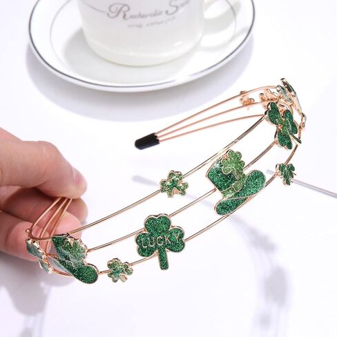 عصابة رأس يوم القديس باتريك من boderier باللون الأخضر، عصابة رأس شامروك باللون الأخضر، عصابة رأس للعطلات الأيرلندية للنساء والفتيات (نبات النفل الأيرلندي) in Kuwait