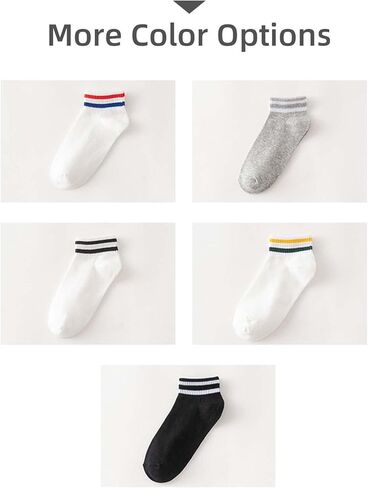 WAIKAS [5 Pairs Pack Women's Ankle Socks, Elastic Cotton Socks for Women, Common Size, Each Color 1 Piece, white, 13 in Kuwait