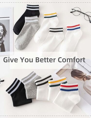 WAIKAS [5 Pairs Pack Women's Ankle Socks, Elastic Cotton Socks for Women, Common Size, Each Color 1 Piece, white, 13 in Kuwait