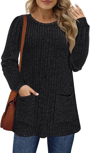 RITERA Plus Size Tops For Women Lightweight Sweater Round Neck Long Sleeve Shirts Tunic Fall Blouse in Kuwait