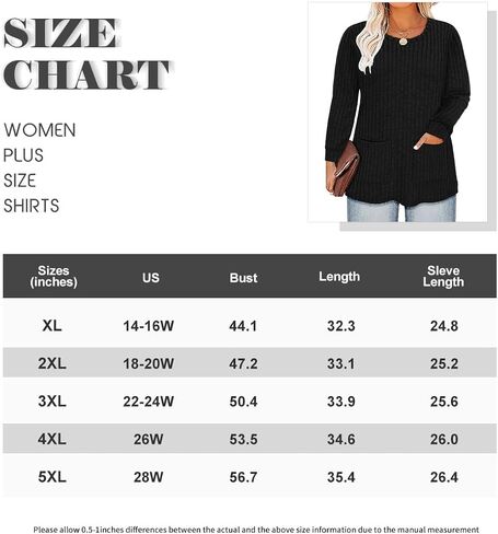 RITERA Plus Size Tops For Women Lightweight Sweater Round Neck Long Sleeve Shirts Tunic Fall Blouse in Kuwait