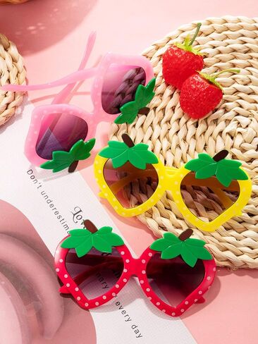 Frienda 5 Pairs Toddler Sunglasses Girl Sunglasses Strawberry Shaped Sunglasses Funny Sunglasses for Toddler Girls Favors in Saudi Arabia