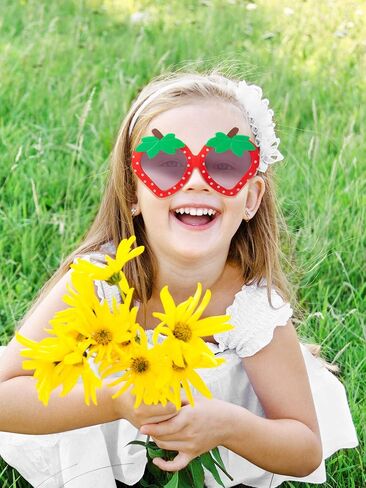 Frienda 5 Pairs Toddler Sunglasses Girl Sunglasses Strawberry Shaped Sunglasses Funny Sunglasses for Toddler Girls Favors in Saudi Arabia