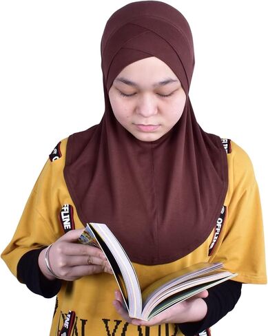 MuLanLegend Handmade| Princess Nur Hijab Pleated | Girls Kids 1 piece Cotton Practical Hijab Headscarf Instant Scarf in Kuwait