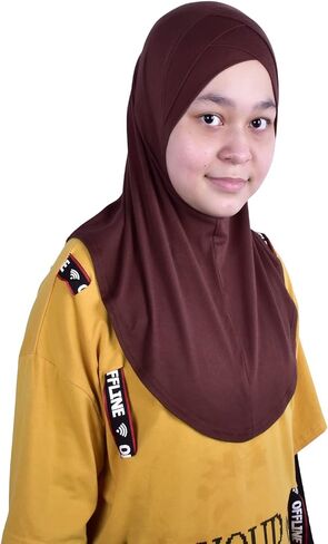 MuLanLegend Handmade| Princess Nur Hijab Pleated | Girls Kids 1 piece Cotton Practical Hijab Headscarf Instant Scarf in Kuwait