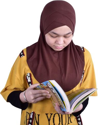 MuLanLegend Handmade| Princess Nur Hijab Pleated | Girls Kids 1 piece Cotton Practical Hijab Headscarf Instant Scarf in Kuwait