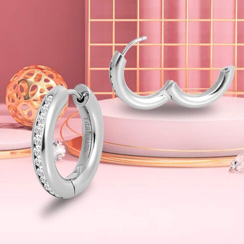 G23 Titanium Hoop Huggie Earrings for Sensitive Ears, Pure Titanium CZ Earrings for Men Women in Saudi Arabia