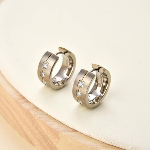 G23 Titanium Hoop Huggie Earrings for Sensitive Ears, Pure Titanium CZ Earrings for Men Women in Saudi Arabia