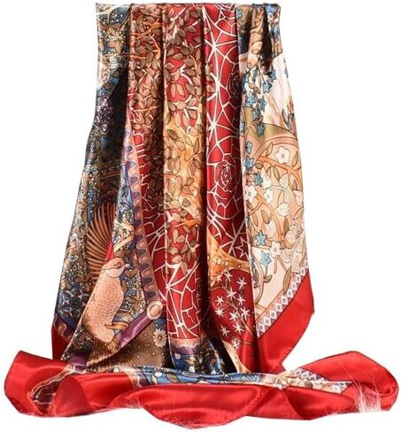 Racmmer 35" Satin Square Head Scarfs for Women - 3/4PCS Silk Like Neck Scarves Hair Sleeping Wraps Satin Silk Scarfs in Saudi Arabia