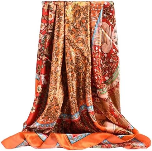 Racmmer 35" Satin Square Head Scarfs for Women - 3/4PCS Silk Like Neck Scarves Hair Sleeping Wraps Satin Silk Scarfs in Saudi Arabia