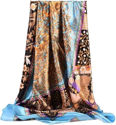 Racmmer 35" Satin Square Head Scarfs for Women - 3/4PCS Silk Like Neck Scarves Hair Sleeping Wraps Satin Silk Scarfs in Saudi Arabia