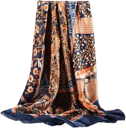 Racmmer 35" Satin Square Head Scarfs for Women - 3/4PCS Silk Like Neck Scarves Hair Sleeping Wraps Satin Silk Scarfs in Saudi Arabia