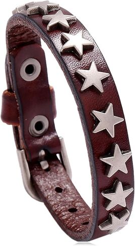 سوار جلدي على شكل نجمة للرجال والنساء من Balaijor بإبزيم حزام قابل للتعديل in Kuwait