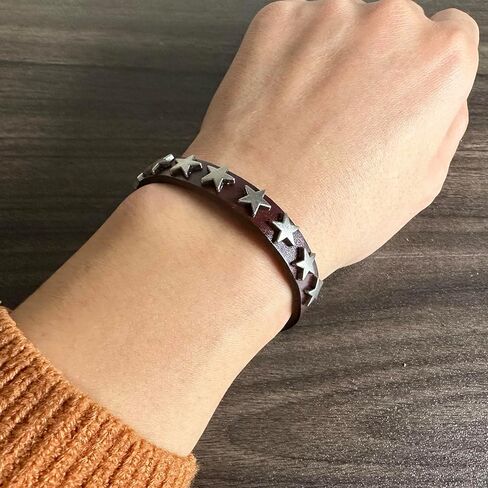 سوار جلدي على شكل نجمة للرجال والنساء من Balaijor بإبزيم حزام قابل للتعديل in Kuwait