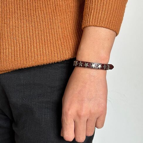 سوار جلدي على شكل نجمة للرجال والنساء من Balaijor بإبزيم حزام قابل للتعديل in Kuwait