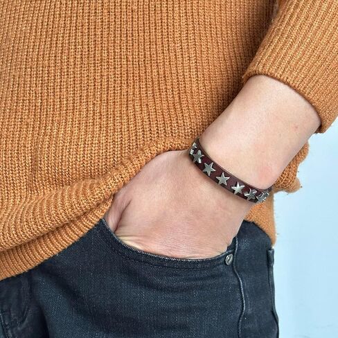 سوار جلدي على شكل نجمة للرجال والنساء من Balaijor بإبزيم حزام قابل للتعديل in Kuwait