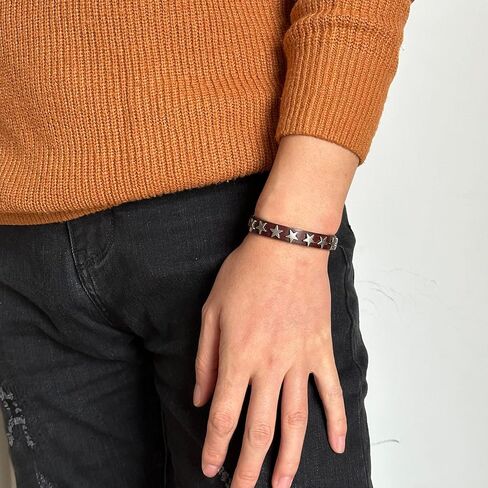 سوار جلدي على شكل نجمة للرجال والنساء من Balaijor بإبزيم حزام قابل للتعديل in Kuwait