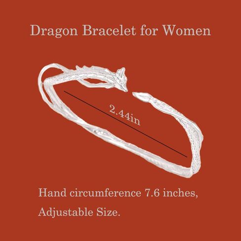 CAIYUNELEX Dragon Bracelet Women, Dragon Jewelry for Women, Dragon Bracelet for Girls, Lucky Bracelets for Women Dragon Gift. Cuff Bracelet for Women, Adjustable Size. Dragon Jewelry Gift. in Saudi Arabia